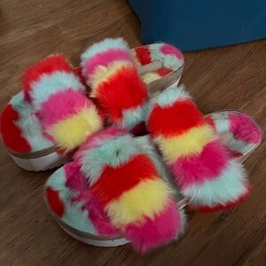 Madden Girl Multicolor Furry Platform Shoes